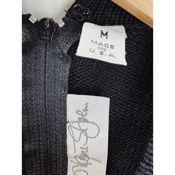 VTG St John Knit Bodysuit Top Womens M Black 80s Long Slvd Scarf Flaw Rare NWT - Picture 3 of 10